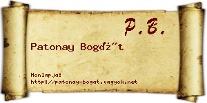 Patonay Bogát névjegykártya